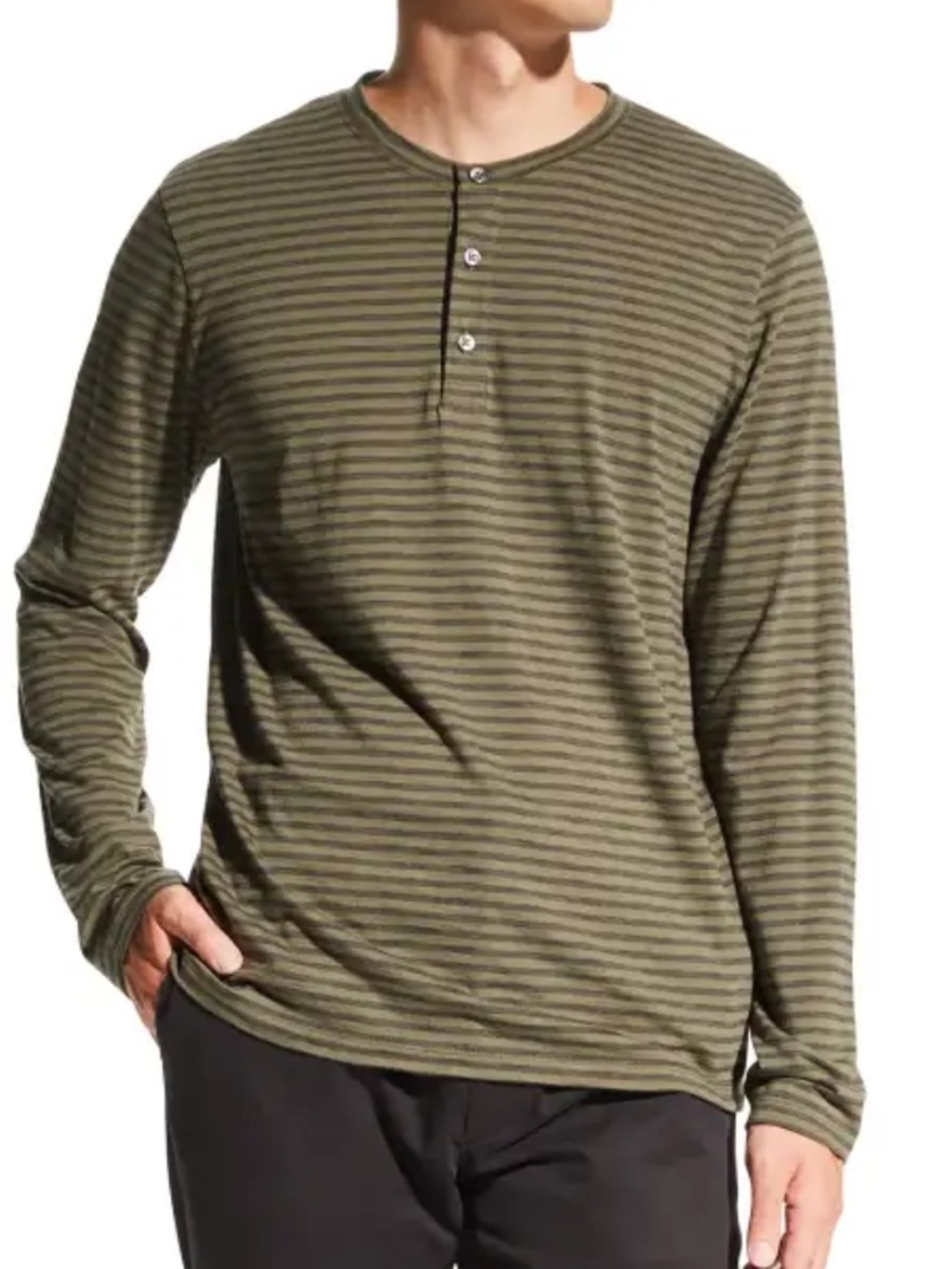 Vince Medium Men's Striped Henley Shirt
